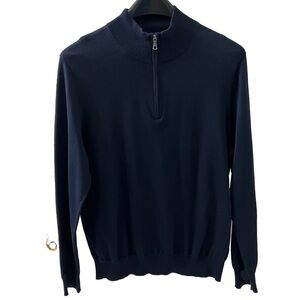 Brooks Brothers Men’s Navy Blue 1/4 Zip Supima Cotton Pullover Shirt Large
